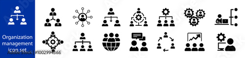 Manager icon set. Set of human resource organization management with gear setting.