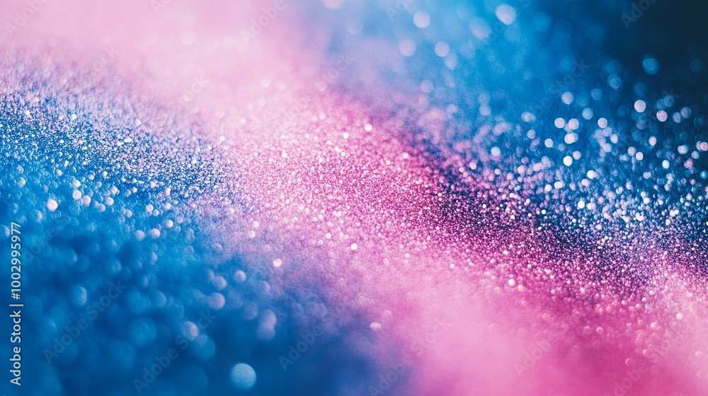 Fototapeta premium Abstract blue and pink glitter texture background with grainy noise texture, perfect for use as a desktop wallpaper or for creating other digital art projects