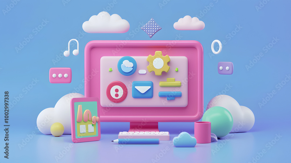 Content Management System CMS Icon Web Design 3D Content Management System CMS Icon Web Design 3D