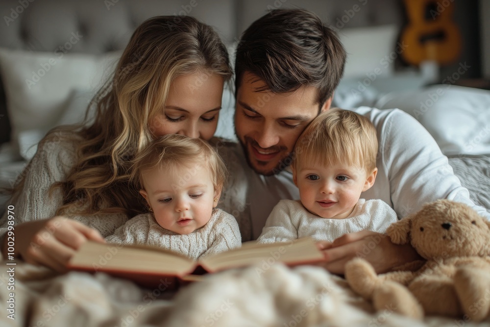 Young family with two children packing for holiday, Generative AI Young family with two children packing for holiday, Generative AI