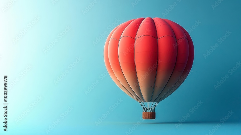 Obraz premium A vibrant red hot air balloon floats against a serene sky