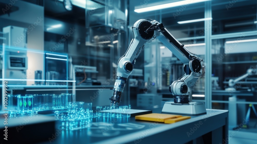 Advanced Robotic Arm Performing Precise Tasks in a Laboratory