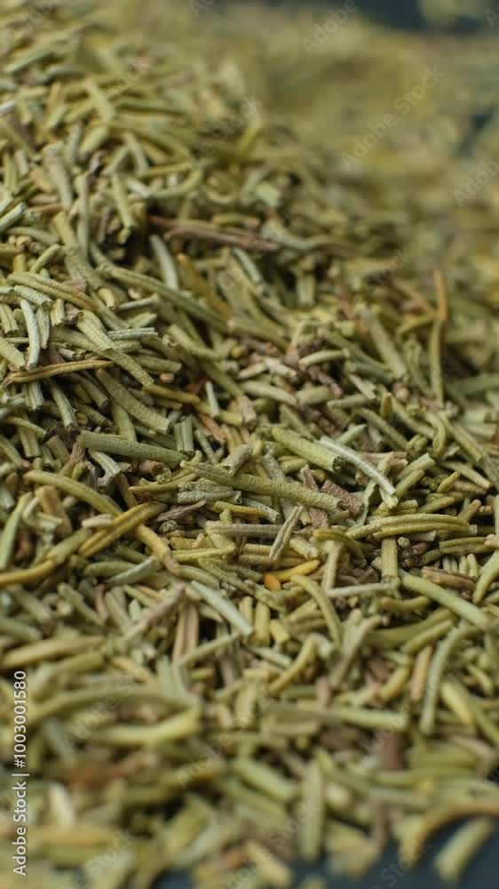 Macro Texture Spices Seasonings Dried Rosemary, Vertical Rotation Macro Texture Spices Seasonings Dried Rosemary, Vertical Rotation