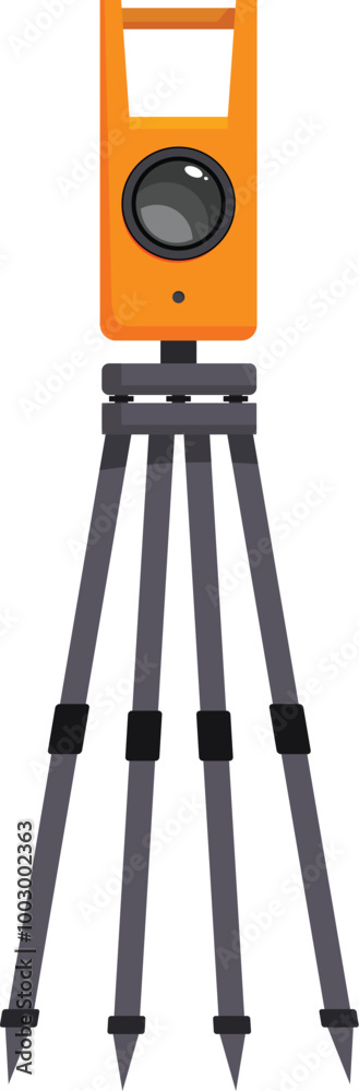 Fototapeta premium Modern digital tacheometer on tripod, used in geodetic surveying for accurate angle, distance, and elevation measurements