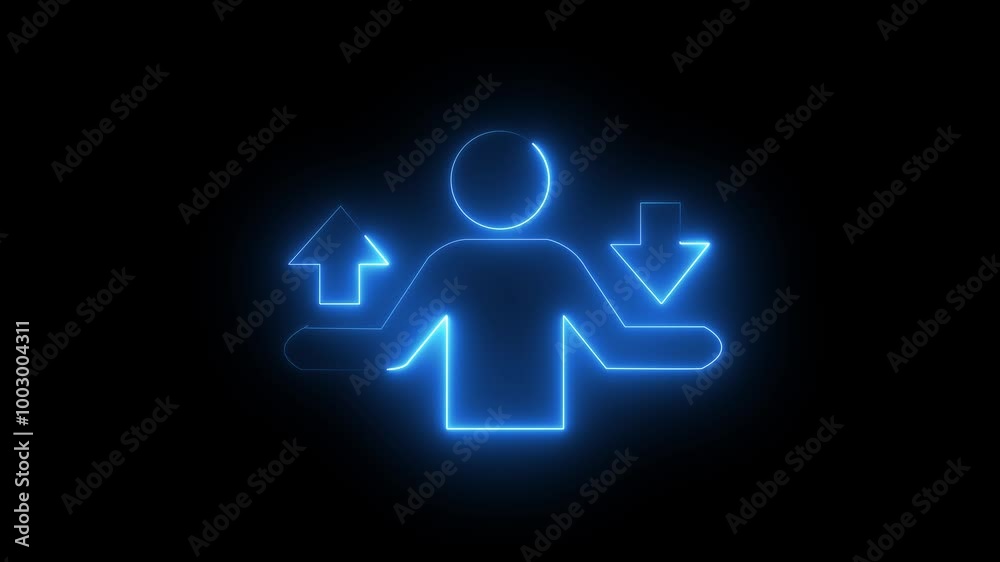 Download Icon man hand up and down isolated animation on black background Download Icon man hand up and down isolated animation on black background