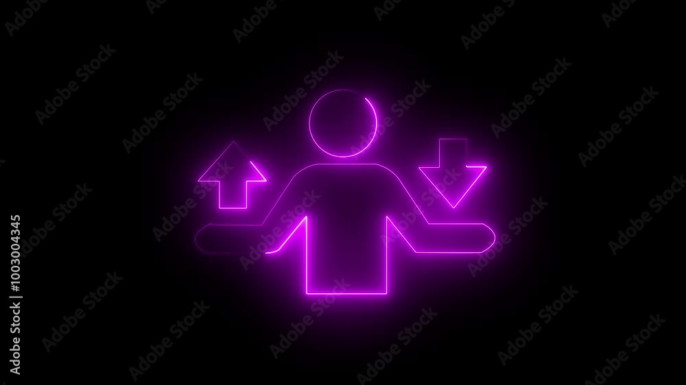 Download Icon man hand up and down isolated animation on black background Download Icon man hand up and down isolated animation on black background