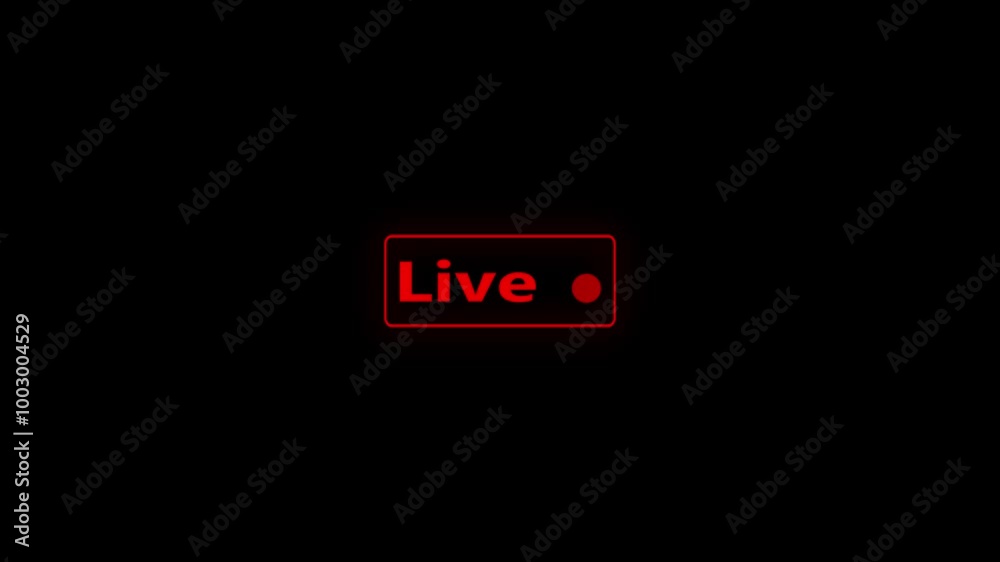 Animated of Live broadcast symbols displayed on a video camera. A red button looping animation. Animated of Live broadcast symbols displayed on a video camera. A red button looping animation.