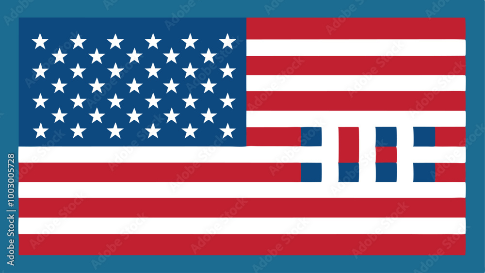 Naklejka premium american flag on a map