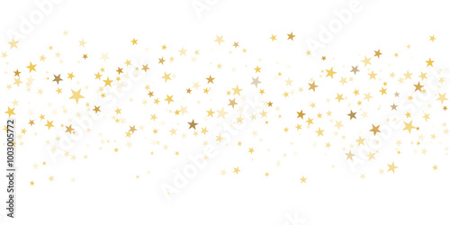 Gold stars vector background, sparkling Christmas confetti falling isolated. Shining flying golden stars glitter backdrop, sparkle border