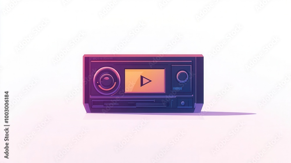 Fototapeta premium Retro styled device with a play button on its screen