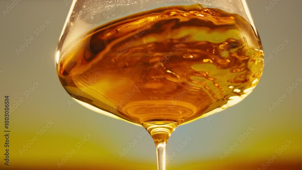 Orange or white wine bottle and glass against a sunset in a peaceful vineyard, pouring of ecological natural wine. Orange or white wine bottle and glass against a sunset in a peaceful vineyard, pouring of ecological natural wine.
