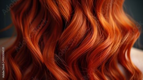 Stunningly Beautiful Long Waves of Vibrant and Luscious Red Hair Flowing Elegantly photo