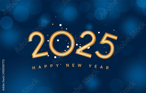 Happy new year 2025. New Year abstract shiny Gold glitter wave celebration background banner. Holiday design for flyer, greeting card, banner, celebration poster, party invitation or calendar.