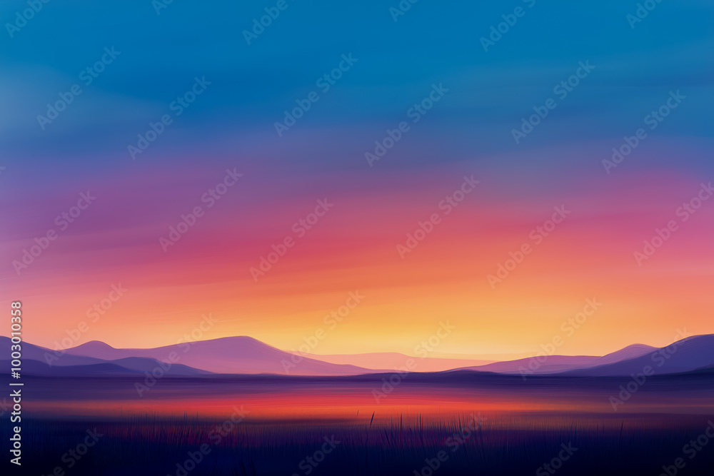 Vibrant sunset scene over a mountain range, with the sky painted in hues of orange, pink, and purple Vibrant sunset scene over a mountain range, with the sky painted in hues of orange, pink, and purple