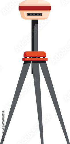 Geodetic gps receiver on tripod measuring coordinates, surveying equipment for geodesy works