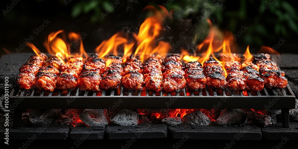 Barbecue Fire Grill With Cookout Food Barbecue Fire Grill With Cookout Food
