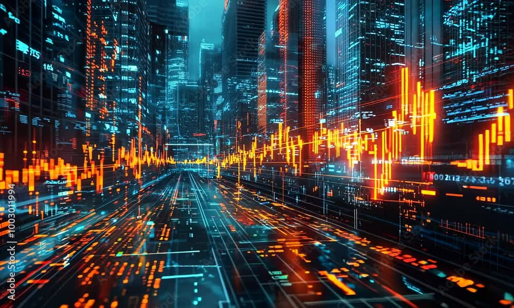 Stock market and trading, digital graph Video Stock market and trading, digital graph Video