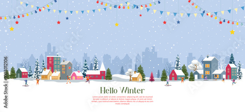 hello winter season with people having fun doing outdoor activities in the night