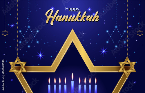  Happy Hanukkah background with creative symbols of Judaism