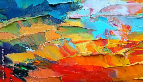 closeup of a painting by oil and palette knife highly textured high quality details fragment of multicolored texture painting abstract art background oil on canvas rough brushstrokes of paint