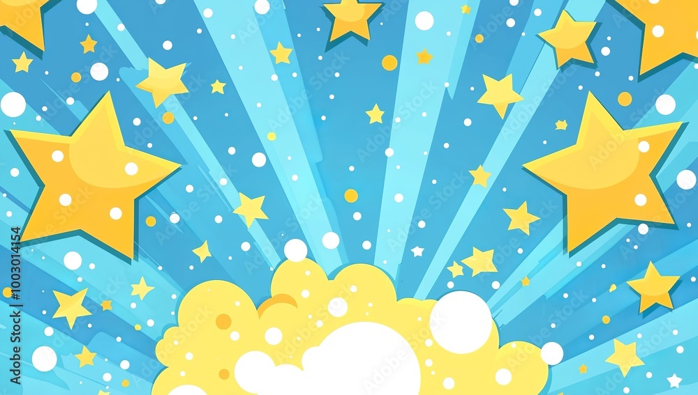 A background of blue and yellow stars with white dots, a large central space... A background of blue and yellow stars with white dots, a large central space...