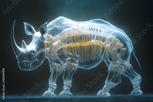 Wallpaper Mural Anatomical illustration of a rhinoceros skeleton, white isolate background Torontodigital.ca
