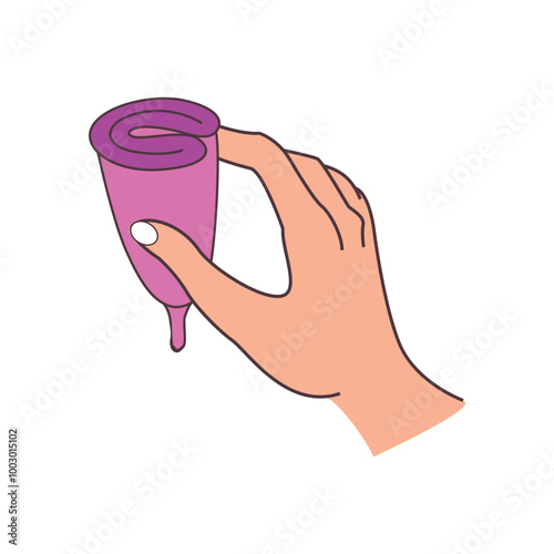 menstrual cup process diagram illustration eps

