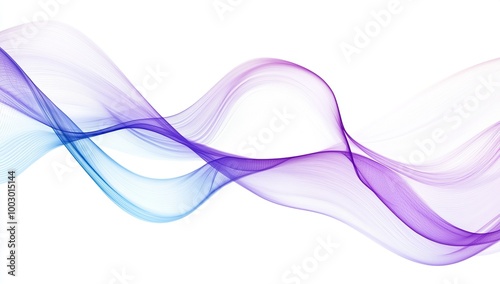 Abstract white background with purple and blue wavy lines, vector...