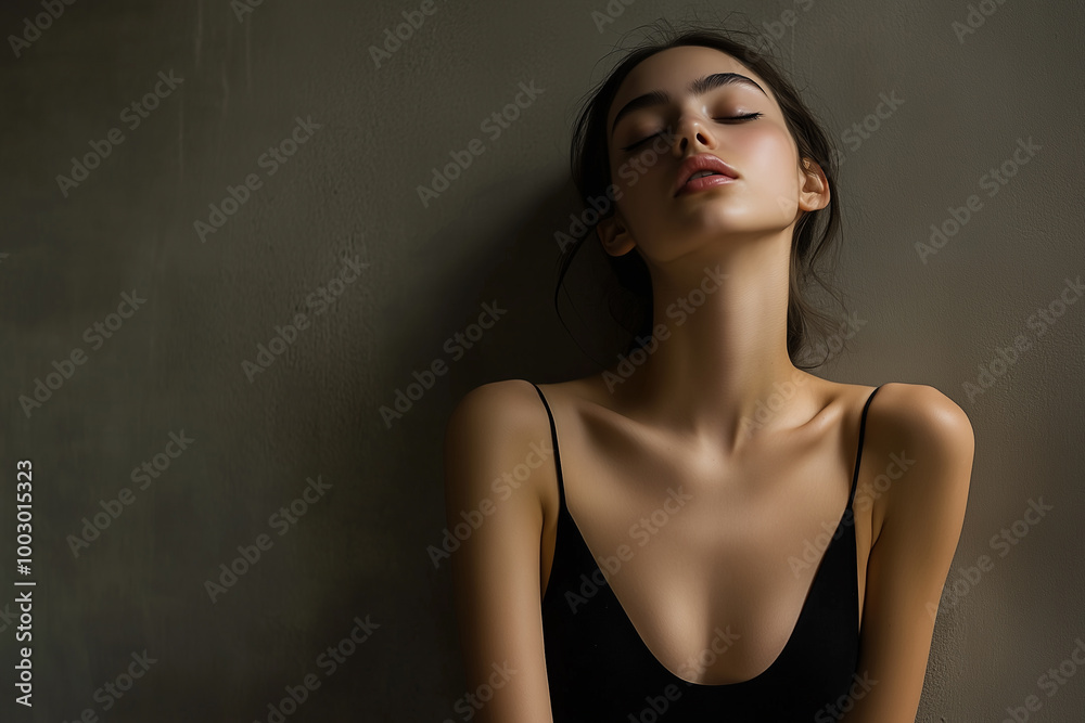 Model with perfect posture and poise in a minimalist studio, highlighting grace and beauty. Model with perfect posture and poise in a minimalist studio, highlighting grace and beauty.