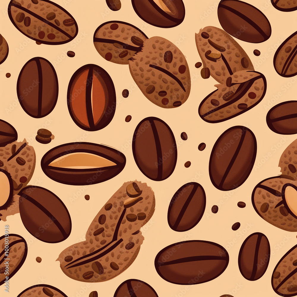 Obraz premium coffee bean illustration pattern background