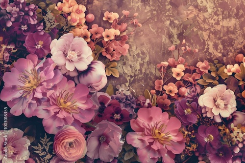 Wallpaper Mural A colorful bouquet of flowers with a brown background Torontodigital.ca