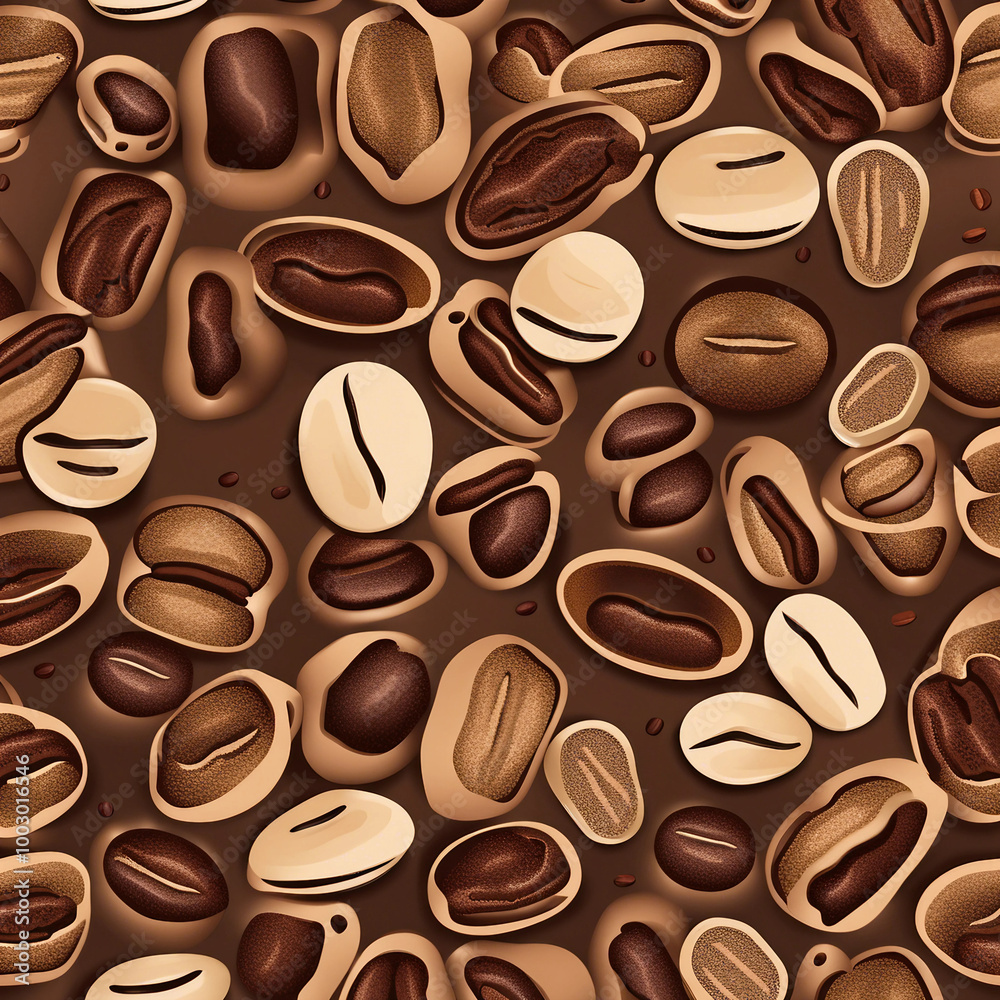 Obraz premium coffee bean illustration pattern background