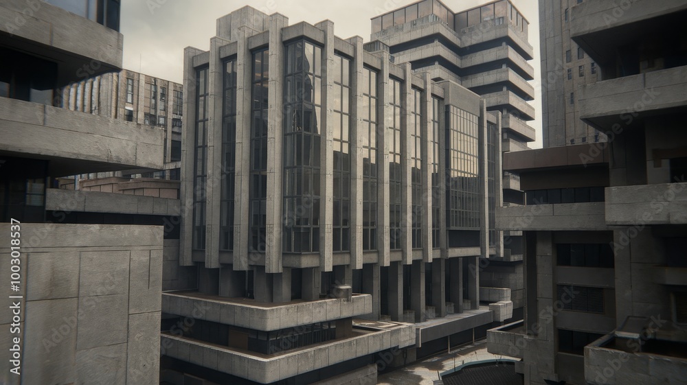 Dystopian Architecture Featuring Brutalist Skyscrapers Dystopian Architecture Featuring Brutalist Skyscrapers