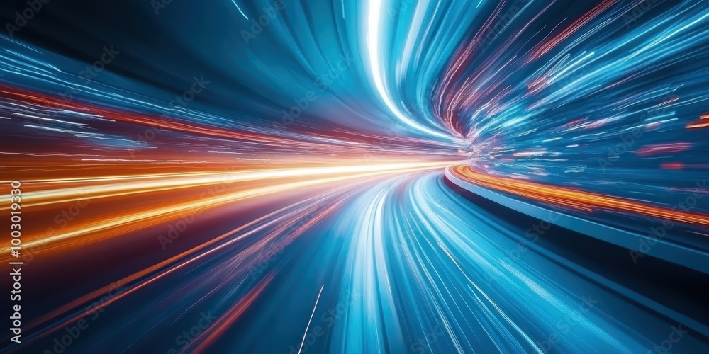 Dynamic light trails in colorful night cityscape Dynamic light trails in colorful night cityscape
