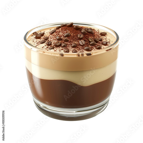 chocolate coffee mousse in a glass isolated on transparent background remove png, clipping path