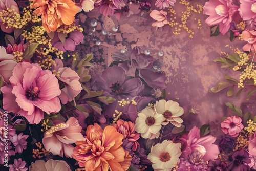 Wallpaper Mural A colorful bouquet of flowers with a brown background Torontodigital.ca