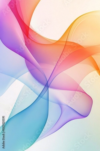 Colorful abstract waves flowing smoothly in vibrant hues over a soft white ba...