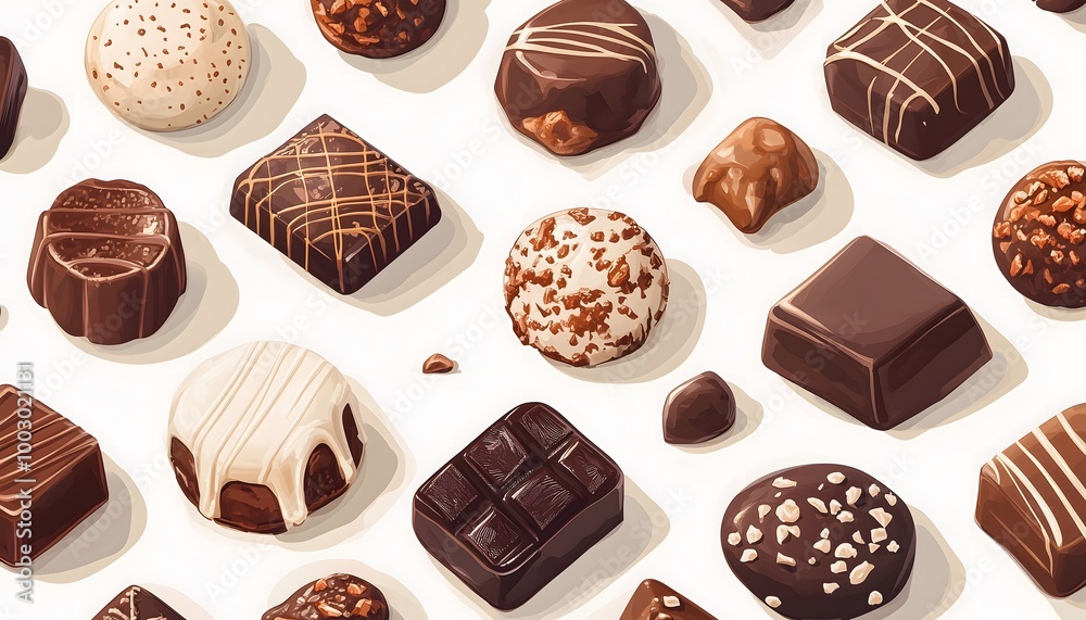 Various gourmet chocolates isolated on a white background Various gourmet chocolates isolated on a white background