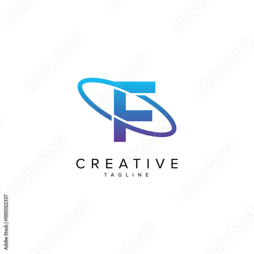 Modern Letter F and Planet Logo Design. Initial Vector Template.