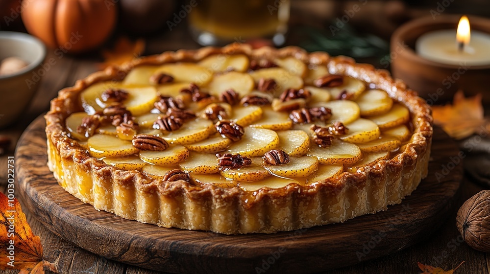Apple pie decorated with lattice overhead shot, fall baking concept Apple pie decorated with lattice overhead shot, fall baking concept