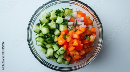 Fresh Chopped Vegetables in Glass Bowl Arrangement