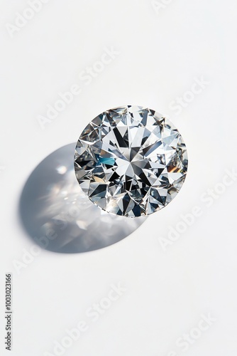 A close-up view of a sparkling diamond with intricate cut and vibrant reflect...