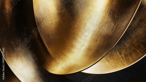 Golden waves of patterned texture flowing seamlessly across a dark surface in...