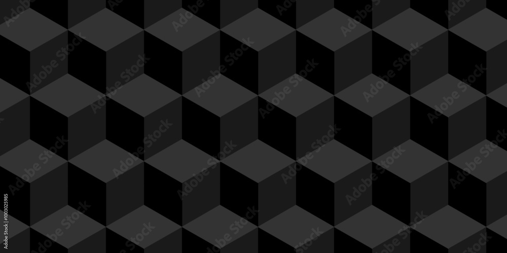 Vector dark black geometric minimal cube hexagon surface texture design. minimal black cubies block and mete glossy thin smooth structure isometric grid banner and wallpaper. Vector dark black geometric minimal cube hexagon surface texture design. minimal black cubies block and mete glossy thin smooth structure isometric grid banner and wallpaper.