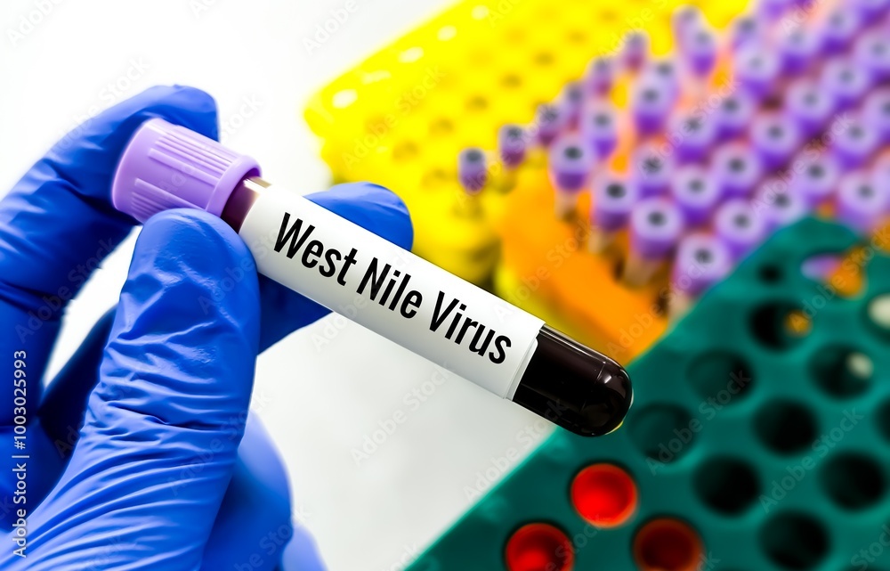 Obraz premium West Nile positive blood sample. Blood sample for West Nile virus testing