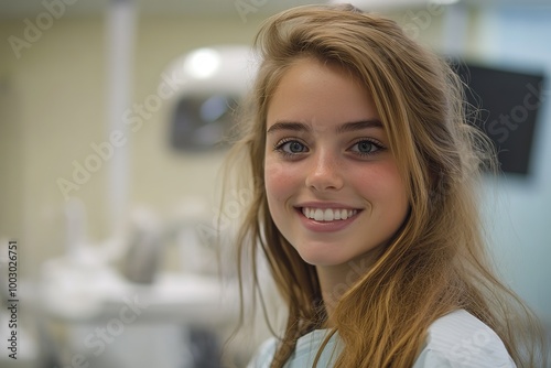 Happy young female dentist or doctor