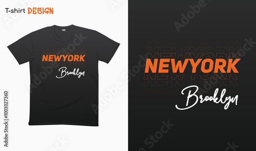 "NewYork Brooklyn" Urban Typography Street wear T-shirt mock up vector. Eps 10 vector