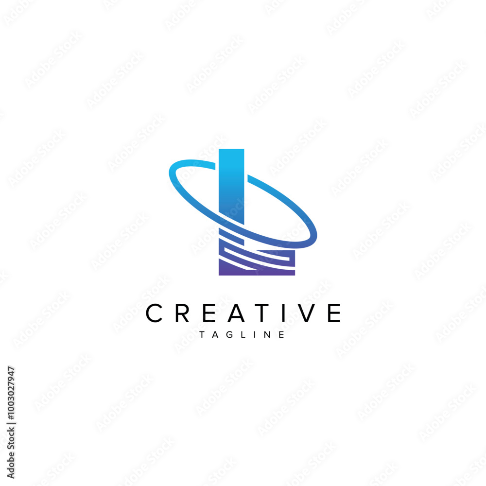 Modern Letter L and Planet Logo Design. Initial Vector Elements.