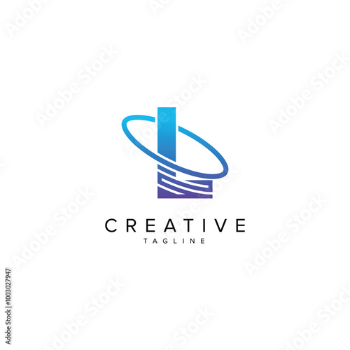 Modern Letter L and Planet Logo Design. Initial Vector Elements.