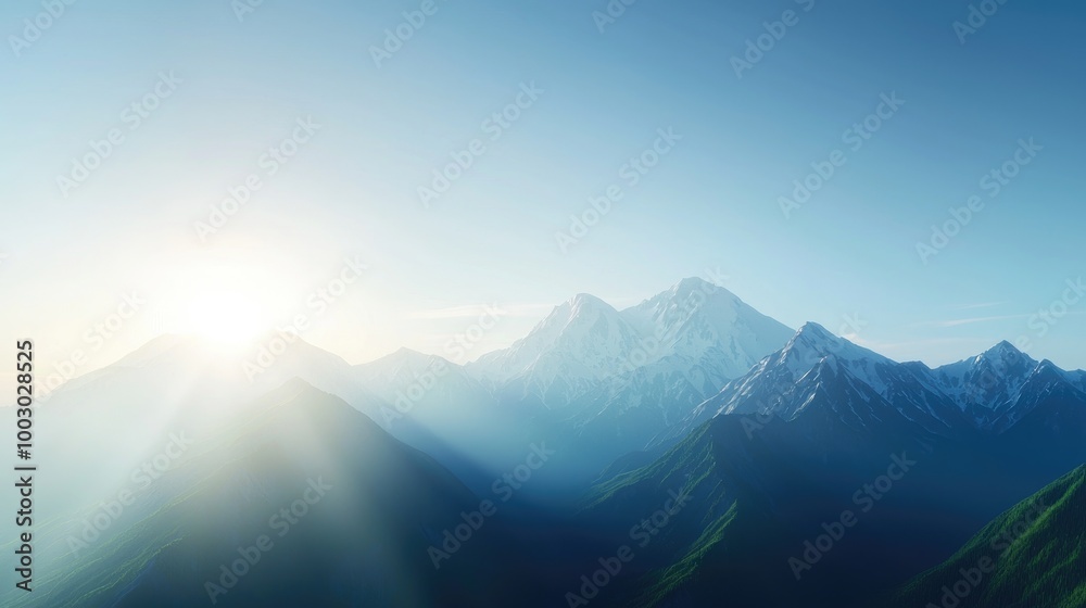 Fototapeta premium Majestic Mountain Range Under a Clear Sky